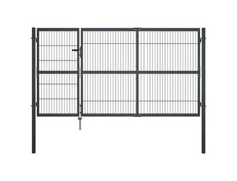 Robuuste Tuinpoort met Palen 350x140 cm Staal Antraciet - 55% Korting
