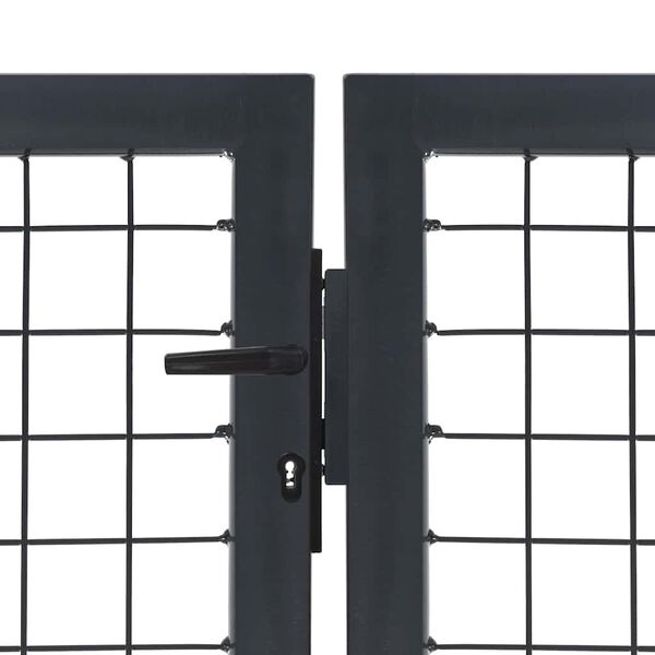 Robuuste Tuinpoort met Palen 350x140 cm Staal Antraciet - 55% Korting