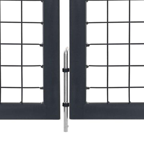 Robuuste Tuinpoort met Palen 350x140 cm Staal Antraciet - 55% Korting