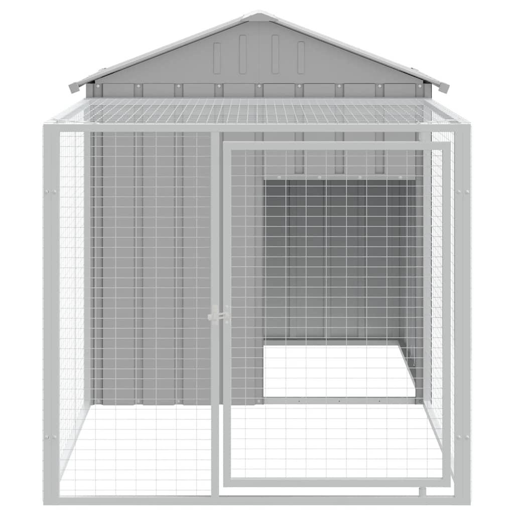 vidaXL Kippenhok met ren 117x201x123 cm gegalvaniseerd staal grijs