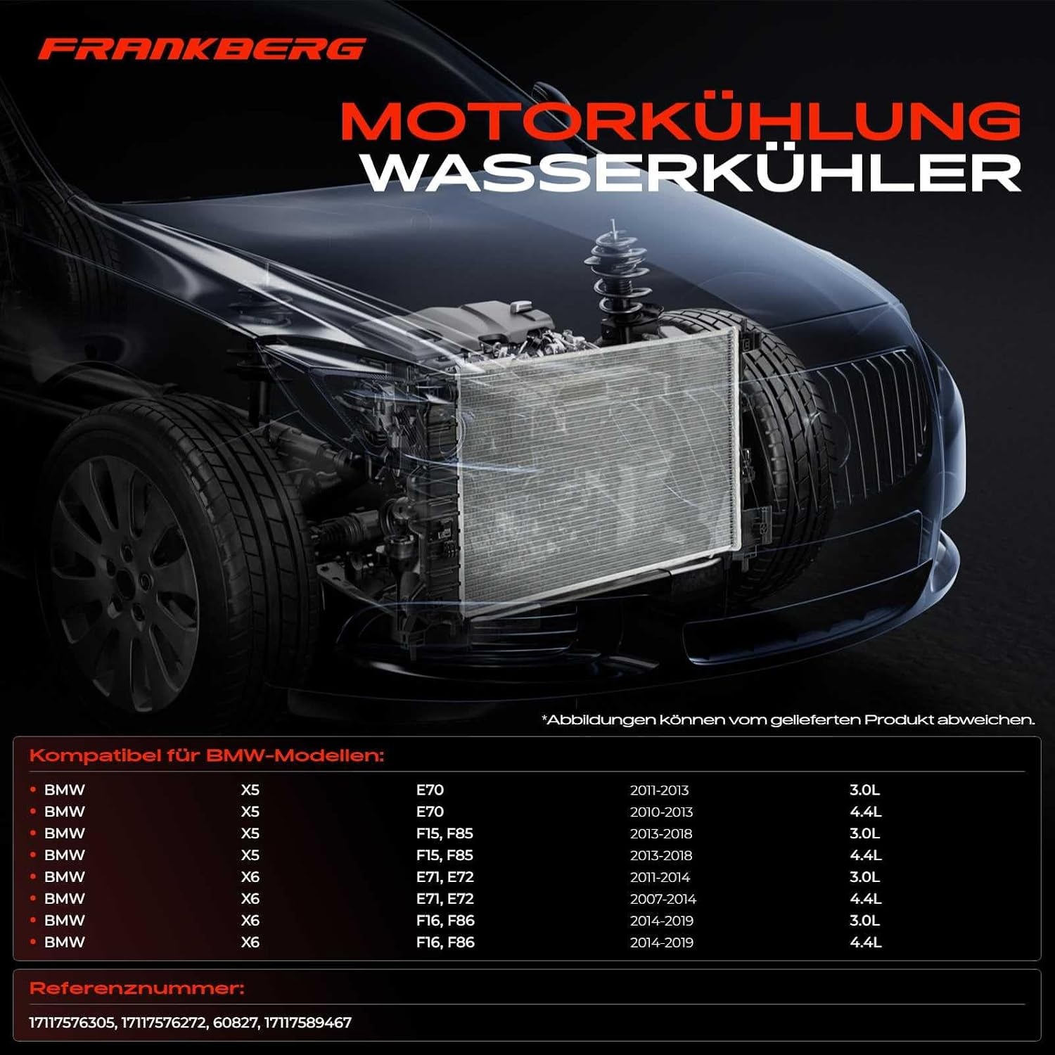 Frankberg Koeler Waterkoeler Motorkoeler Radiator Motorkoeler Koelsysteem Koelmiddel Koeler Koeling Transmissieoliekoeler Motoroliekoeler Vervanging# 17117589467