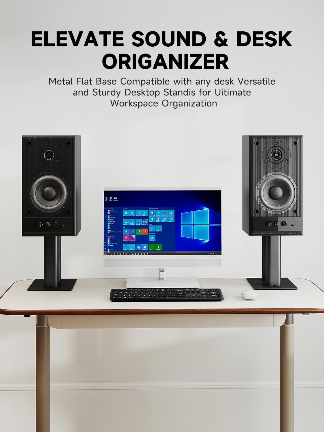 Suptek Universele Speaker Standaards - 31 cm Hoog - Voor Boekenplank Speakers - 2 Stuks - Zwart