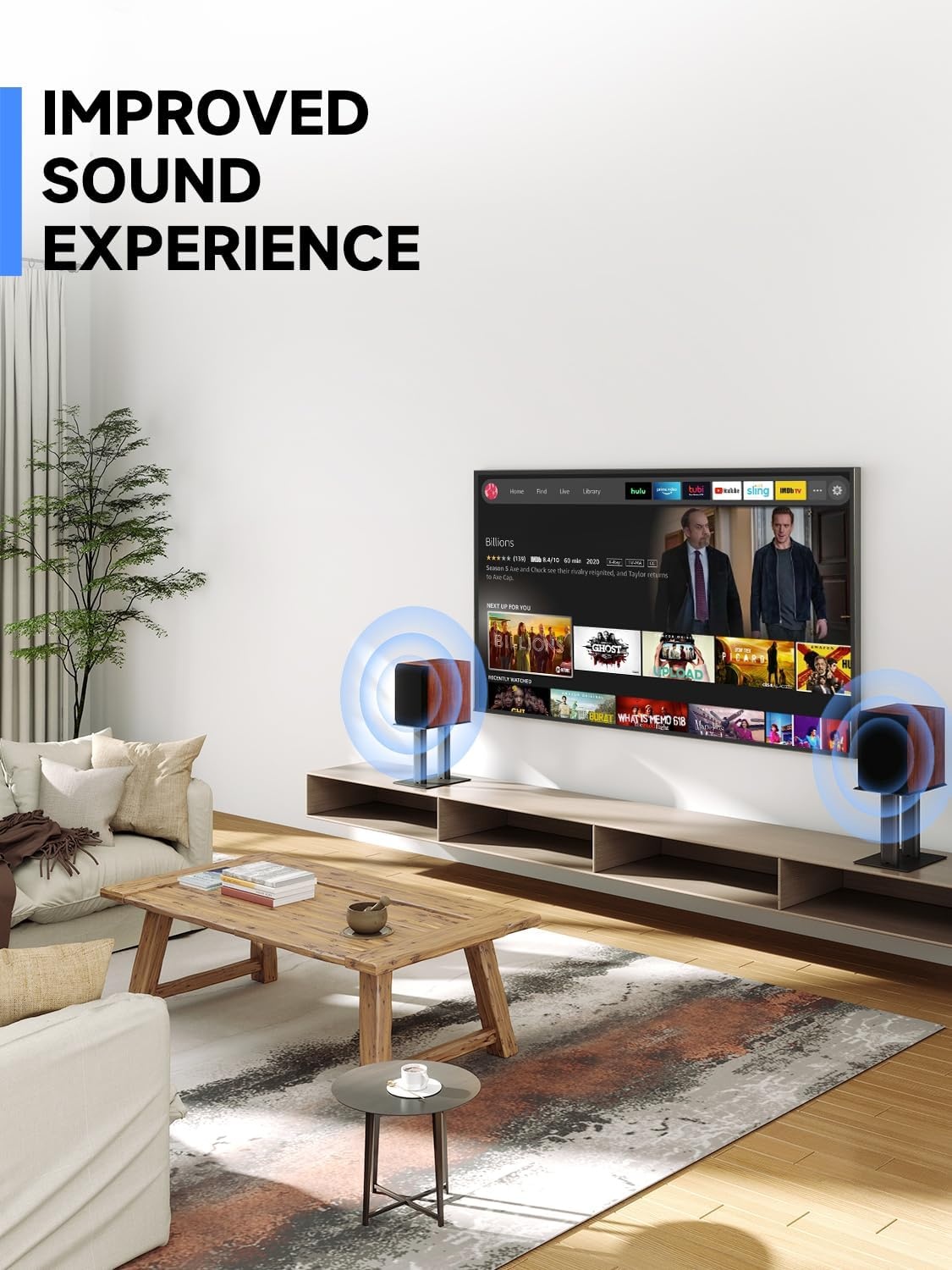 Suptek Universele Speaker Standaards - 31 cm Hoog - Voor Boekenplank Speakers - 2 Stuks - Zwart