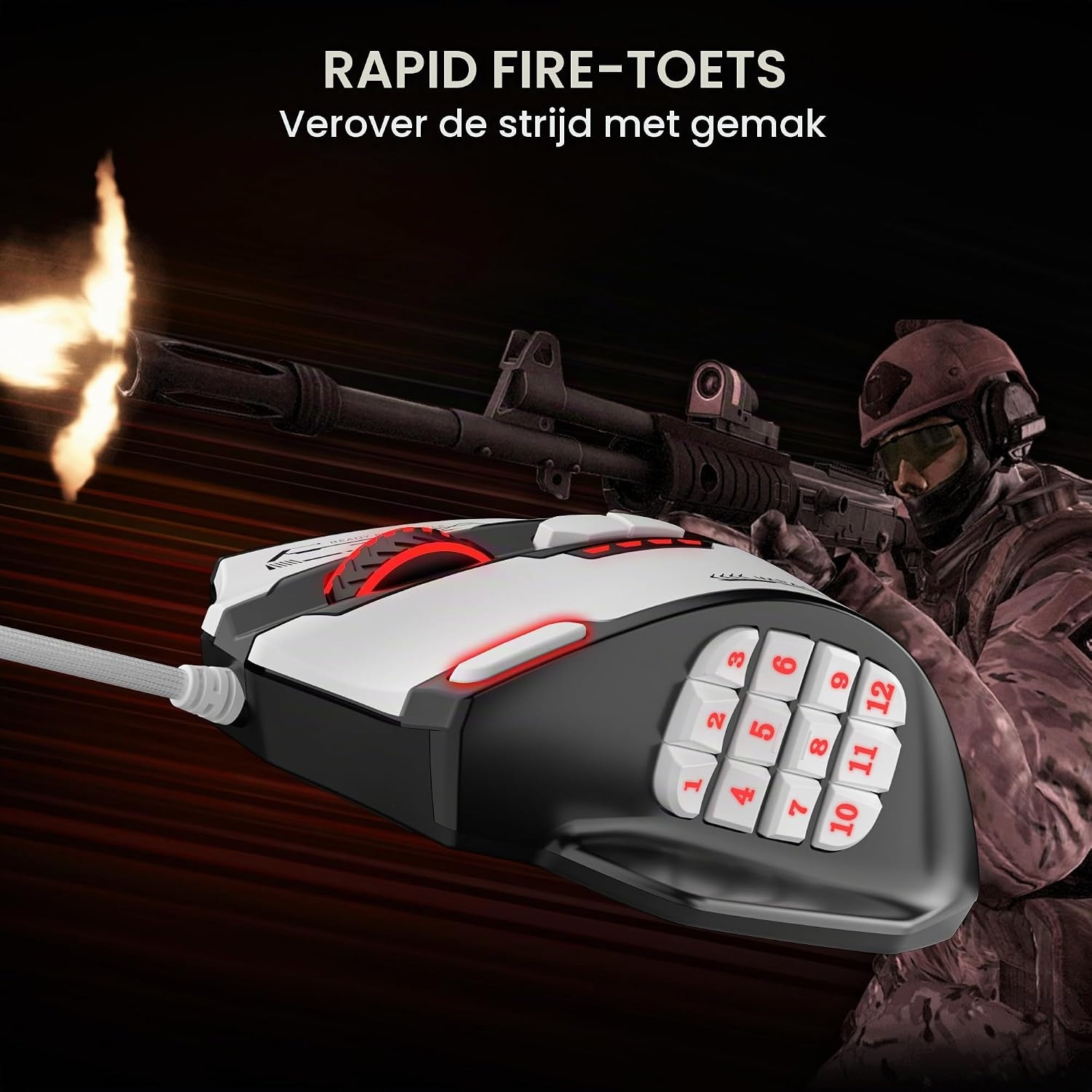 Redragon M908 Impact MMO Gaming muis bedraad RGB 24000 DPI