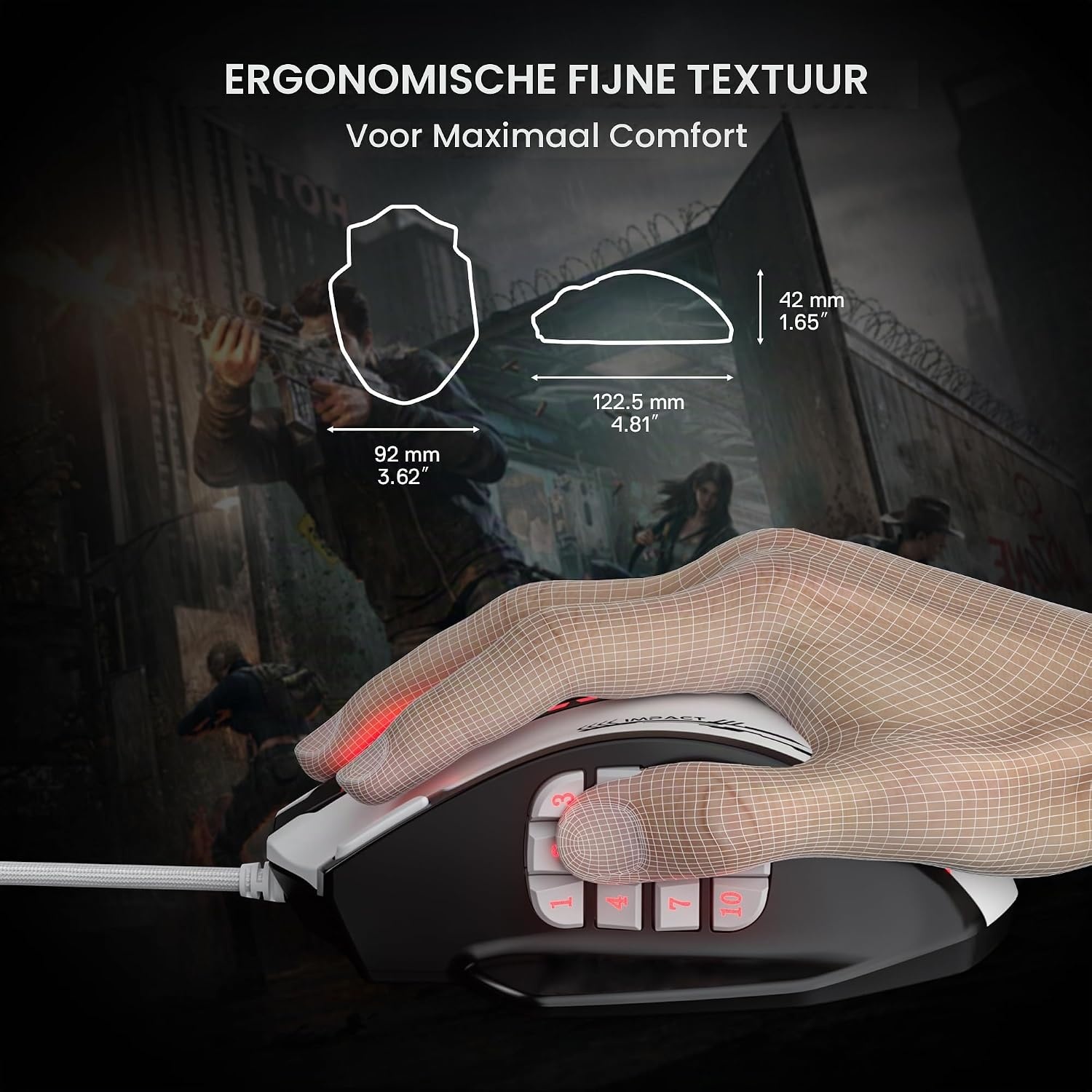 Redragon M908 Impact MMO Gaming muis bedraad RGB 24000 DPI