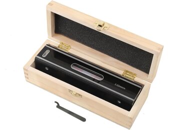 200 mm precisie-waterpas, machine-waterpas, frame, golfwaterpas, richtingsweegschaal, nauwkeurigheid 0,02 mm/m, met isolerende handgreep en houten koffer