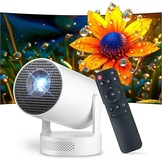 Draagbare videoprojector 2026, mini-projector, ondersteunt 4K met wifi 6 en Bluetooth 5.4, Android 14, 180 graden draaibaar, 12000 lumen, geïntegreerde 5 W hifi-luidspreker, thuisbioscoop, wit