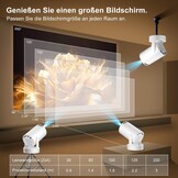 Draagbare videoprojector 2026, mini-projector, ondersteunt 4K met wifi 6 en Bluetooth 5.4, Android 14, 180 graden draaibaar, 12000 lumen, geïntegreerde 5 W hifi-luidspreker, thuisbioscoop, wit
