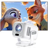 Draagbare videoprojector 2026, mini-projector, ondersteunt 4K met wifi 6 en Bluetooth 5.4, Android 14, 180 graden draaibaar, 12000 lumen, geïntegreerde 5 W hifi-luidspreker, thuisbioscoop, wit
