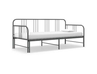 vidaXL Slaapbankframe uittrekbaar metaal grijs 90x200 cm