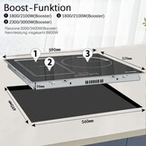 Inductie kookplaat 3 platen, Touchbediening, Geïntegreerde inductiekookplaat, Flexibele functionele zones, Kinderslot, Timer, Zonder stekker