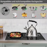 Inductie kookplaat 3 platen, Touchbediening, Geïntegreerde inductiekookplaat, Flexibele functionele zones, Kinderslot, Timer, Zonder stekker