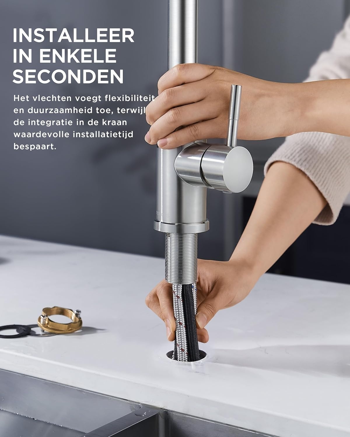 Keukenkraan RVS Uittrekbaar 45% Korting