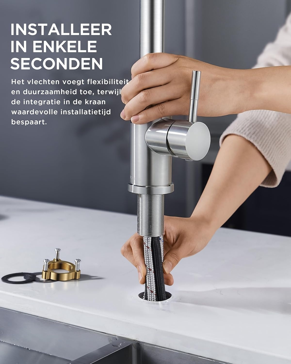 Keukenkraan RVS Uittrekbaar 45% Korting