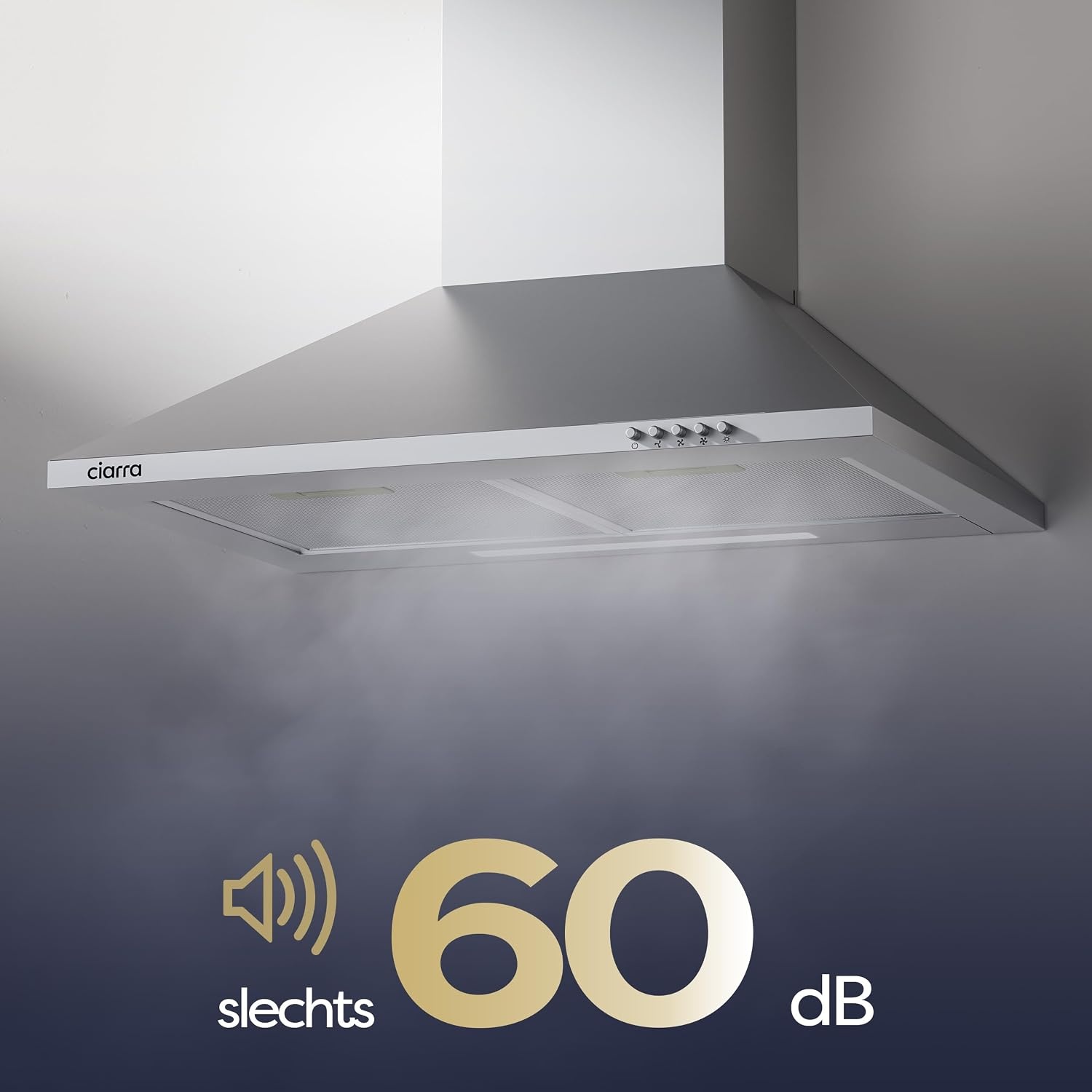 CIARRA CBCS6201 Afzuigkap 60 cm A++ Wandmodel Roestvrij staal