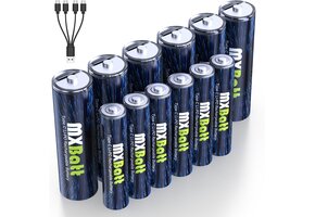 Oplaadbare AA/AAA Batterijen USB-C Lithium 1.5V | Set van 12 | 50% Korting
