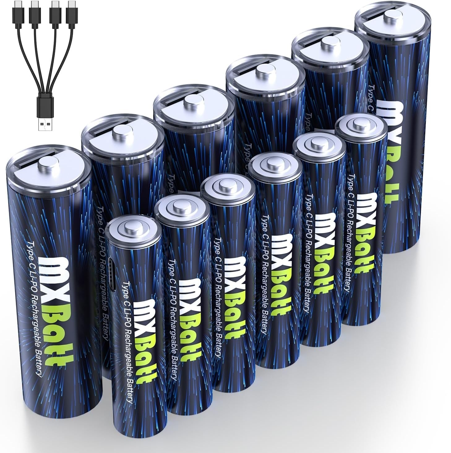 Oplaadbare USB C AA en AAA Batterij Lithium 1.5V Combo,Oplaadbare AA Batterijen 3400mWh 6 Pack, AAA Oplaadbare Batterijen 1200mWh 6 Pack