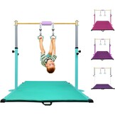 HomeSun Gymnastiekstang voor kinderen, robuuste kip bar met ringen, horizontaal turnrek voor hometraining, in hoogte verstelbaar 90-150 cm, trainingsapparaat tot 100 kg, leeftijd 3-15 jaar