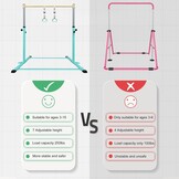 HomeSun Gymnastiekstang voor kinderen, robuuste kip bar met ringen, horizontaal turnrek voor hometraining, in hoogte verstelbaar 90-150 cm, trainingsapparaat tot 100 kg, leeftijd 3-15 jaar
