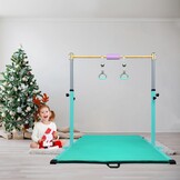HomeSun Gymnastiekstang voor kinderen, robuuste kip bar met ringen, horizontaal turnrek voor hometraining, in hoogte verstelbaar 90-150 cm, trainingsapparaat tot 100 kg, leeftijd 3-15 jaar