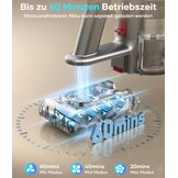 Accustofzuiger, 45000Pa/550W/60 minuten stofzuiger draadloos met smart display, stofzuiger met wandgemonteerde lading en anti-klitborstel voor tapijt, harde vloeren en dierenharen (upgrade)
