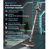 Accustofzuiger, 45000Pa/550W/60 minuten stofzuiger draadloos met smart display, stofzuiger met wandgemonteerde lading en anti-klitborstel voor tapijt, harde vloeren en dierenharen (upgrade)