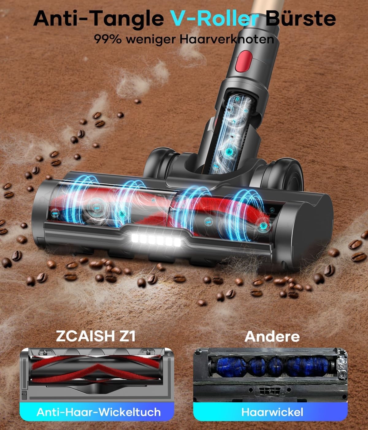 Accustofzuiger, 45000Pa/550W/60 minuten stofzuiger draadloos met smart display, stofzuiger met wandgemonteerde lading en anti-klitborstel voor tapijt, harde vloeren en dierenharen (upgrade)