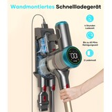 Accustofzuiger, 45000Pa/550W/60 minuten stofzuiger draadloos met smart display, stofzuiger met wandgemonteerde lading en anti-klitborstel voor tapijt, harde vloeren en dierenharen (upgrade)