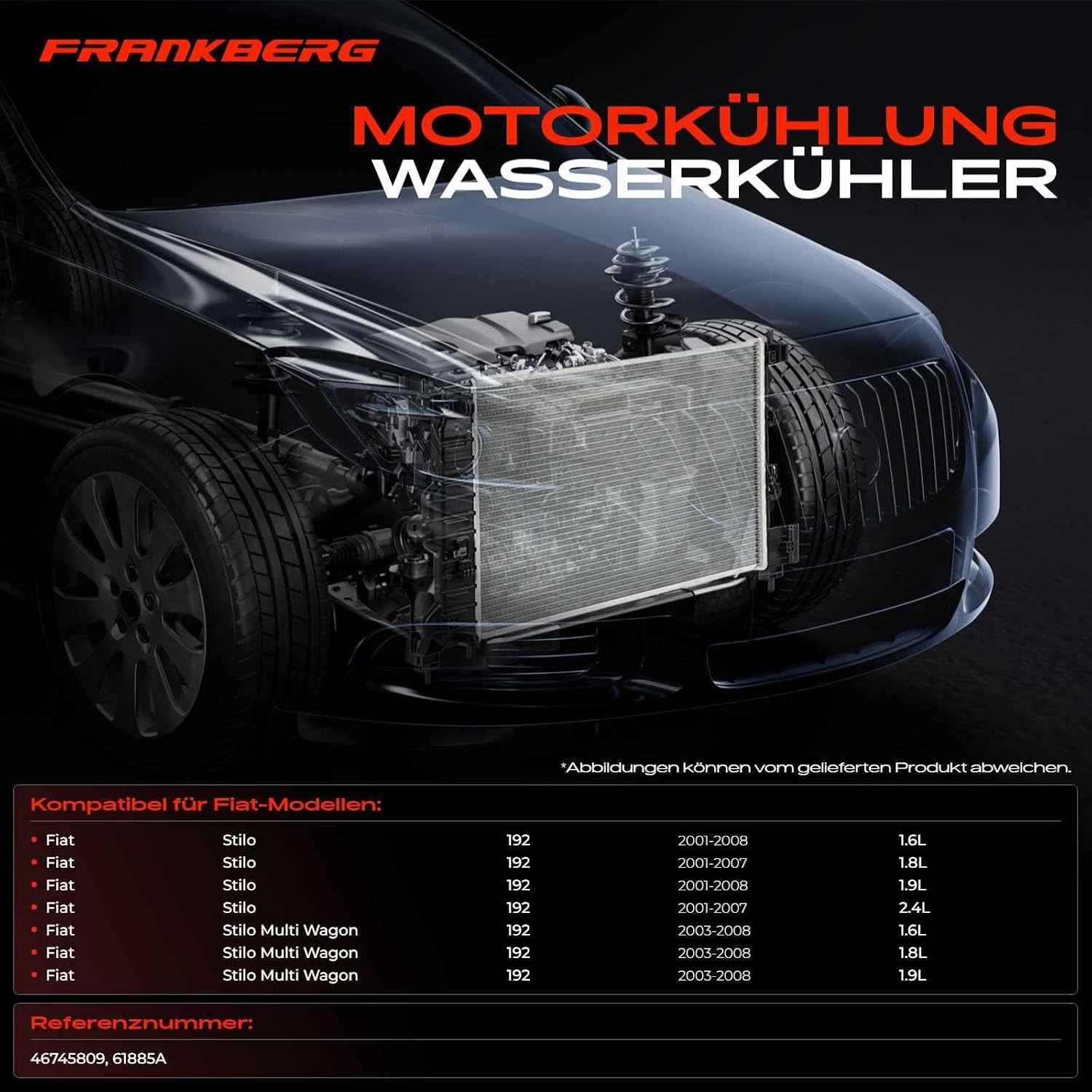 Frankberg Koeler waterkoeler motorkoeler handgeschakelde versnellingsbak compatibel met Stilo Multi Wagon 192 1.6L-1.9L 2003-2008 Stilo Van 192 1.6L 1.9L 2001-2008 Replace# 46745809