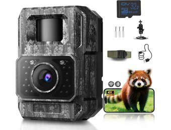 MAXDONE Wildcamera met mobiele telefoon transmissie APP - Wildlife Camera 4K 64MP HD met WiFi Bluetooth Bewegingsmelder Nachtzicht, Game Camera's met 6000mAh batterij, 0.1s sluitertijd IP66