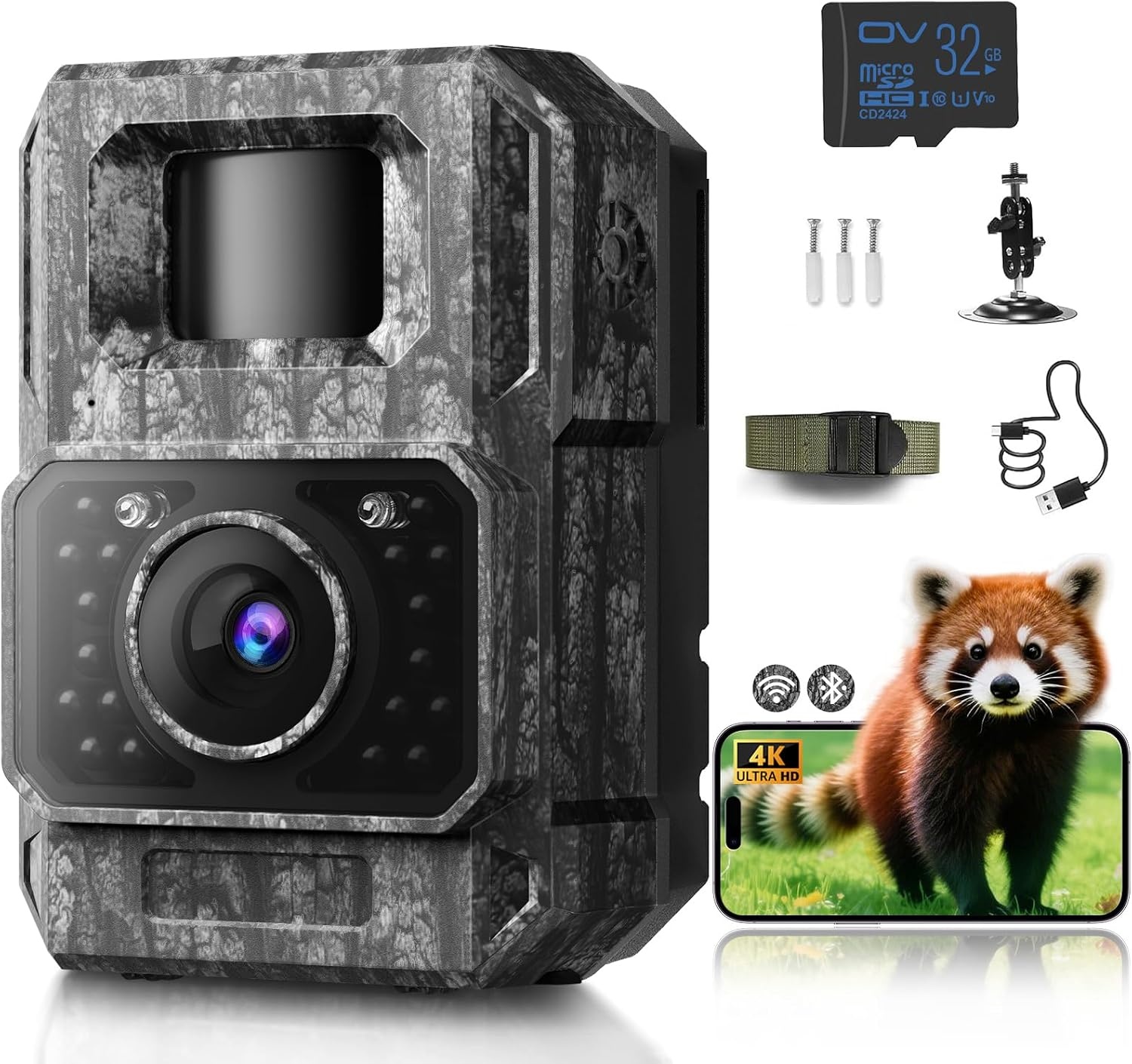 MAXDONE Wildcamera met mobiele telefoon transmissie APP - Wildlife Camera 4K 64MP HD met WiFi Bluetooth Bewegingsmelder Nachtzicht, Game Camera's met 6000mAh batterij, 0.1s sluitertijd IP66