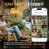 MAXDONE Wildcamera met mobiele telefoon transmissie APP - Wildlife Camera 4K 64MP HD met WiFi Bluetooth Bewegingsmelder Nachtzicht, Game Camera's met 6000mAh batterij, 0.1s sluitertijd IP66