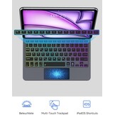 JADEMALL Magic Keyboard voor iPad Air 13 inch (2025 M3/2024 M2) - 7-kleuren verlichting, trackpad, magnetische hoes met zweefstandaard voor iPad Pro 12,9 inch (2018-2022), Duitse QWERTZ-lay-out