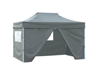 vidaXL Partytent met 4 zijwanden inklapbaar 3x4 m staal antraciet