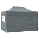 vidaXL Partytent met 4 zijwanden inklapbaar 3x4 m staal antraciet