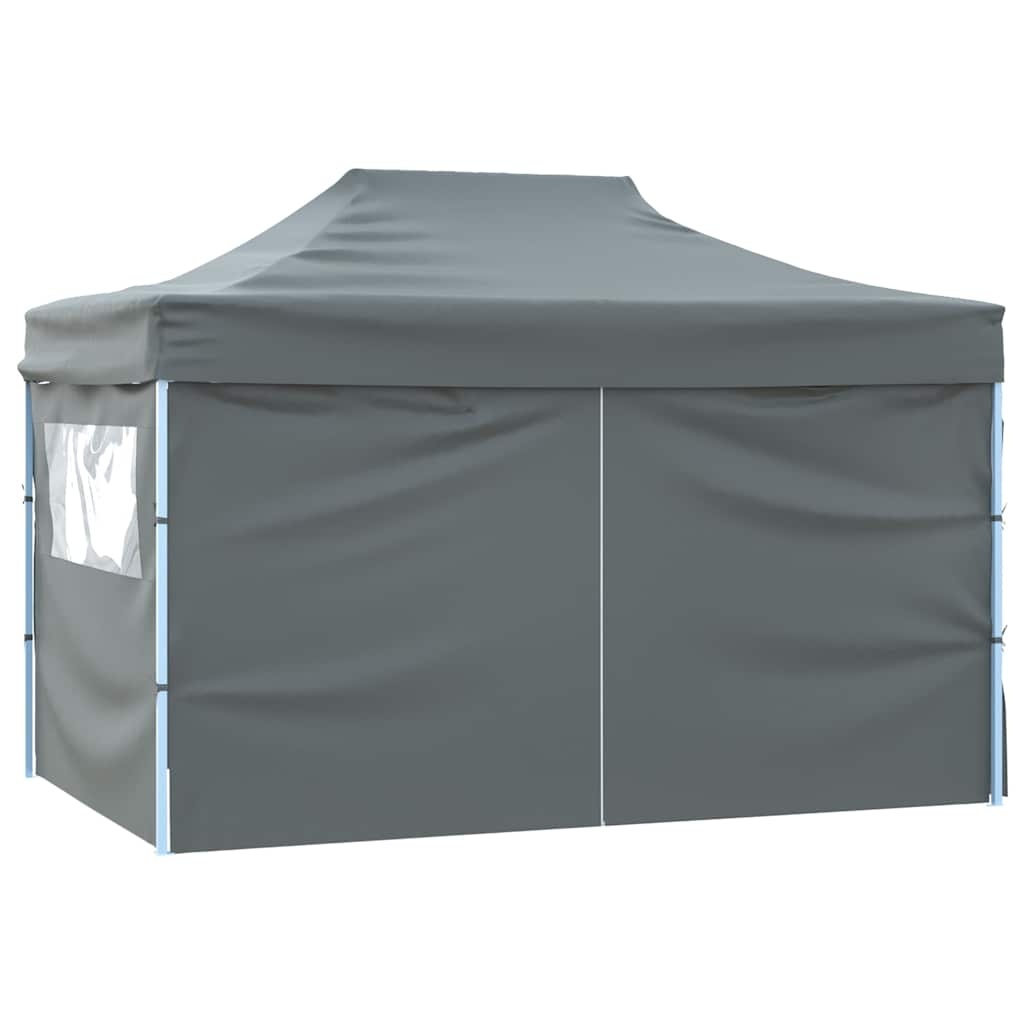 vidaXL Partytent met 4 zijwanden inklapbaar 3x4 m staal antraciet