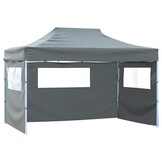 vidaXL Partytent met 4 zijwanden inklapbaar 3x4 m staal antraciet