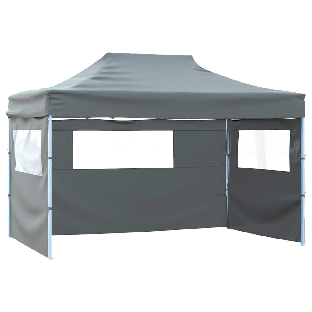 vidaXL Partytent met 4 zijwanden inklapbaar 3x4 m staal antraciet