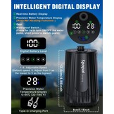 Spopal Campingdouche [10000mAh], IPX8 draagbare campingdouche met 20L stevige watertank, LED watertemperatuur en batterijniveauweergave, oplaadbare douchepomp voor reizen kamperen huisdier auto