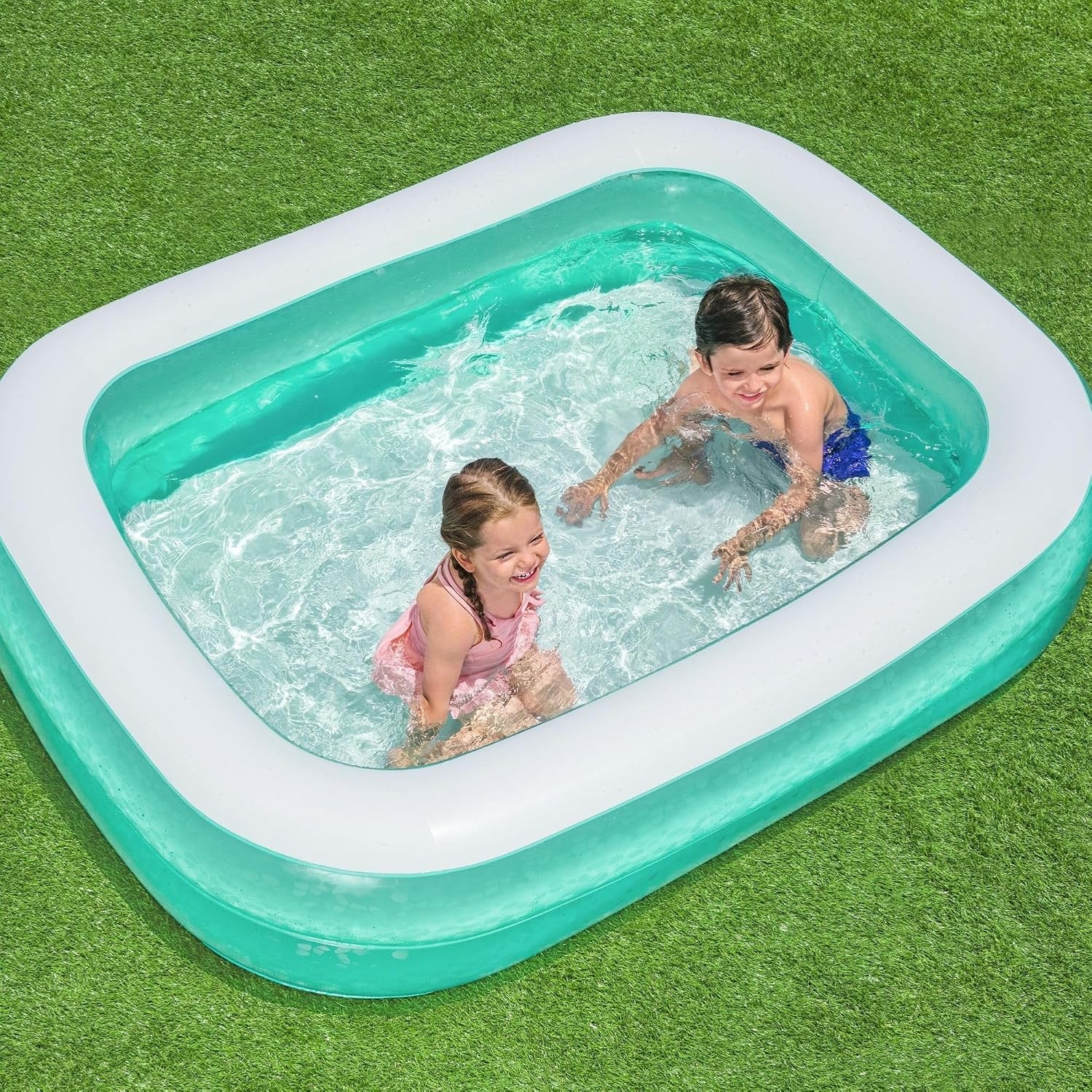 Bestway 54005 Opblaasbaar helder familiezwembad, 201 x 150 x 51 cm - groen