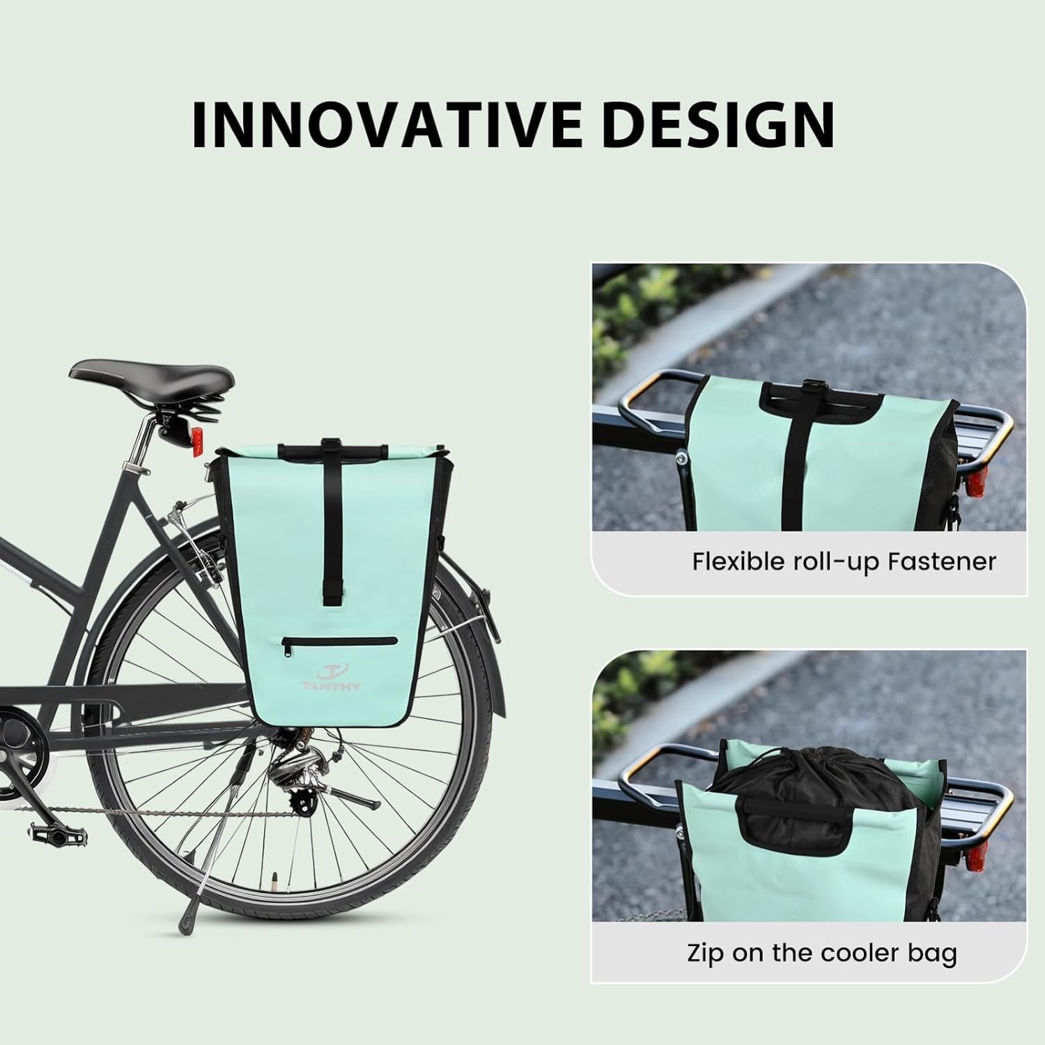 Fietstas voor bagagedrager achter met afneembaar koelinzetstuk, 3-in-1 fietstas, schoudertas en transporttas voor winkelen, mountainbike, outdoor, sport (22-28 l)
