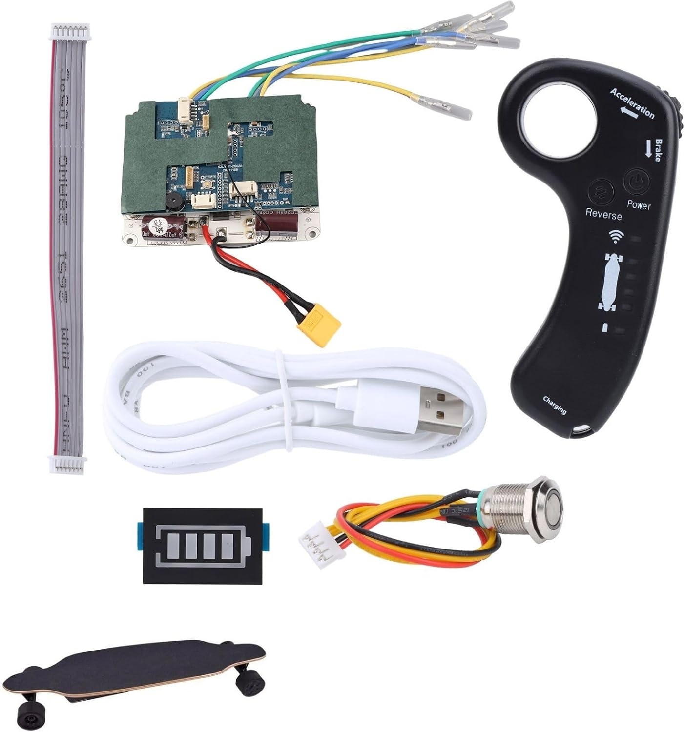 ESC-controllerset, elektrische skateboard, afstandsbediening, 36 V, 430 W, 12 A, ESC-moederbord, naafmotor, dubbele aandrijving, sinusaandrijving, elektrische longboard, afstandsbediening