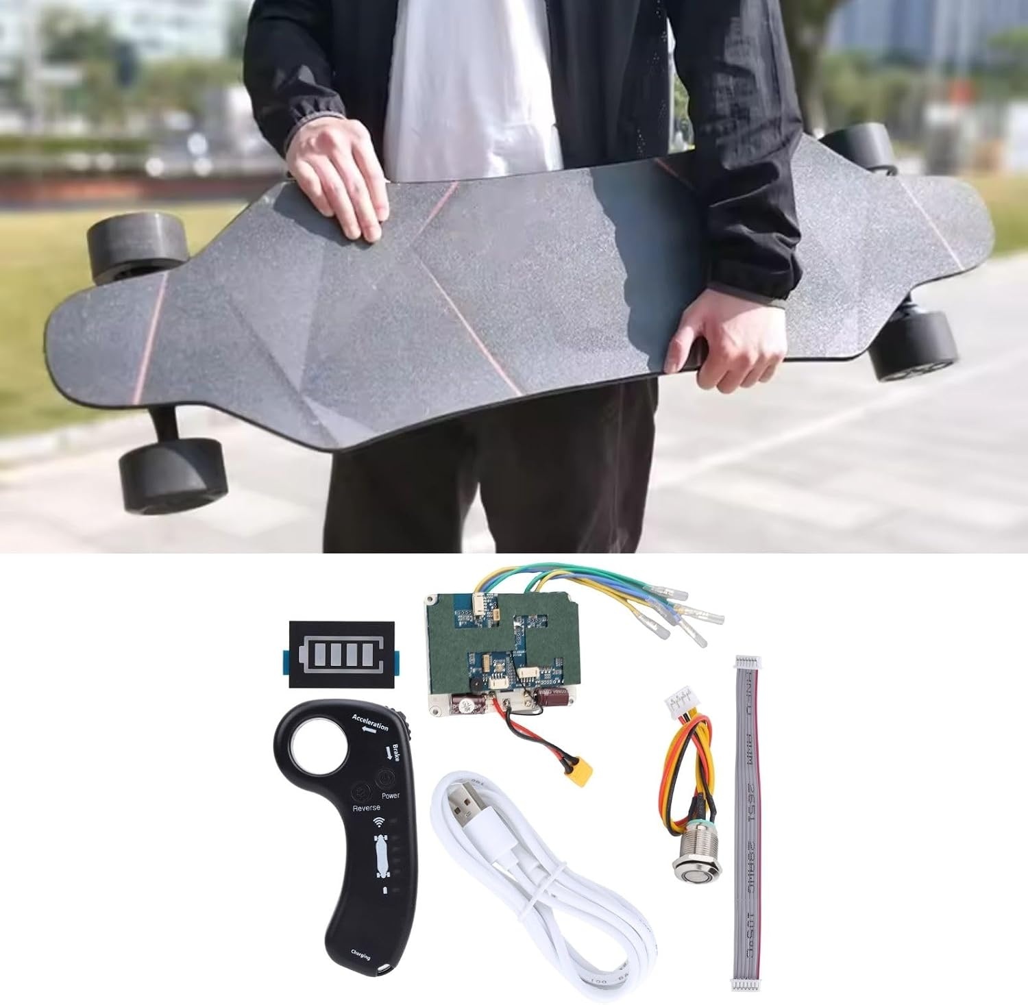 ESC-controllerset, elektrische skateboard, afstandsbediening, 36 V, 430 W, 12 A, ESC-moederbord, naafmotor, dubbele aandrijving, sinusaandrijving, elektrische longboard, afstandsbediening