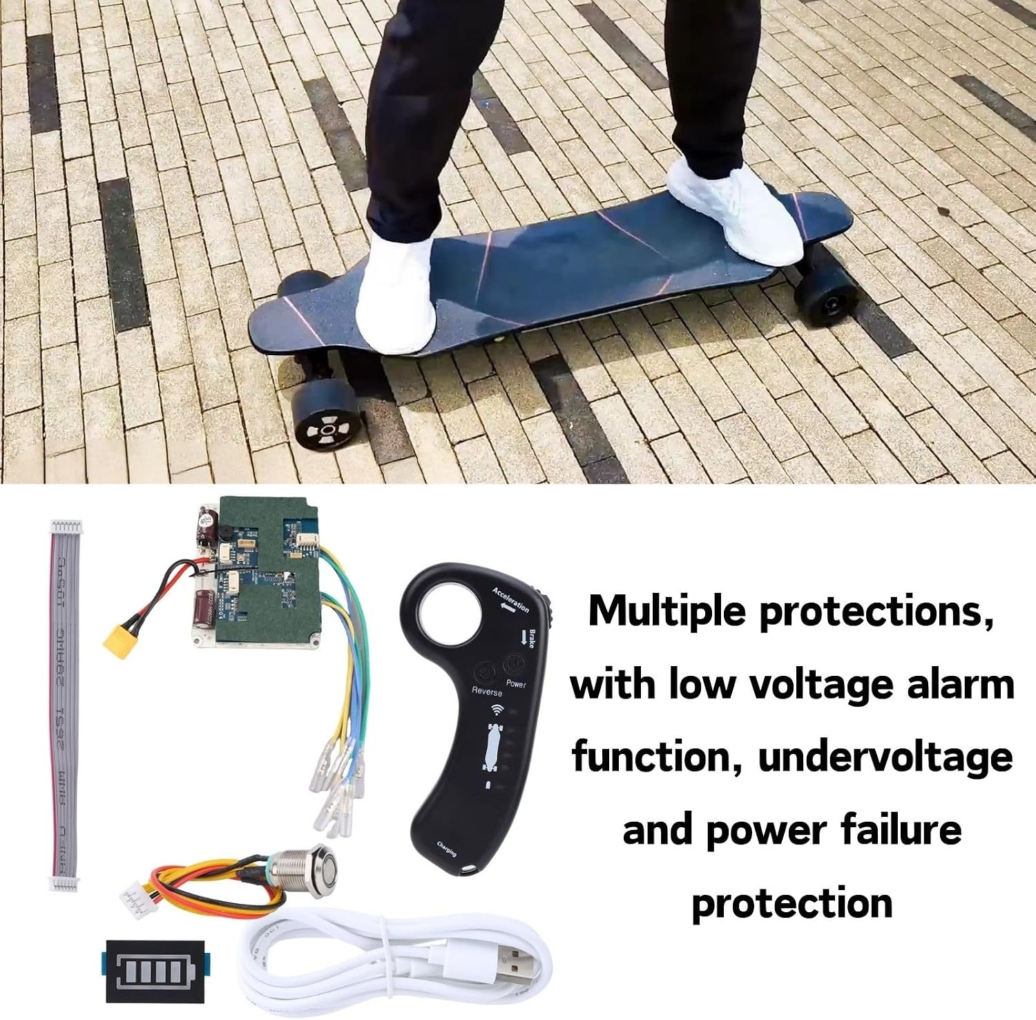 ESC-controllerset, elektrische skateboard, afstandsbediening, 36 V, 430 W, 12 A, ESC-moederbord, naafmotor, dubbele aandrijving, sinusaandrijving, elektrische longboard, afstandsbediening