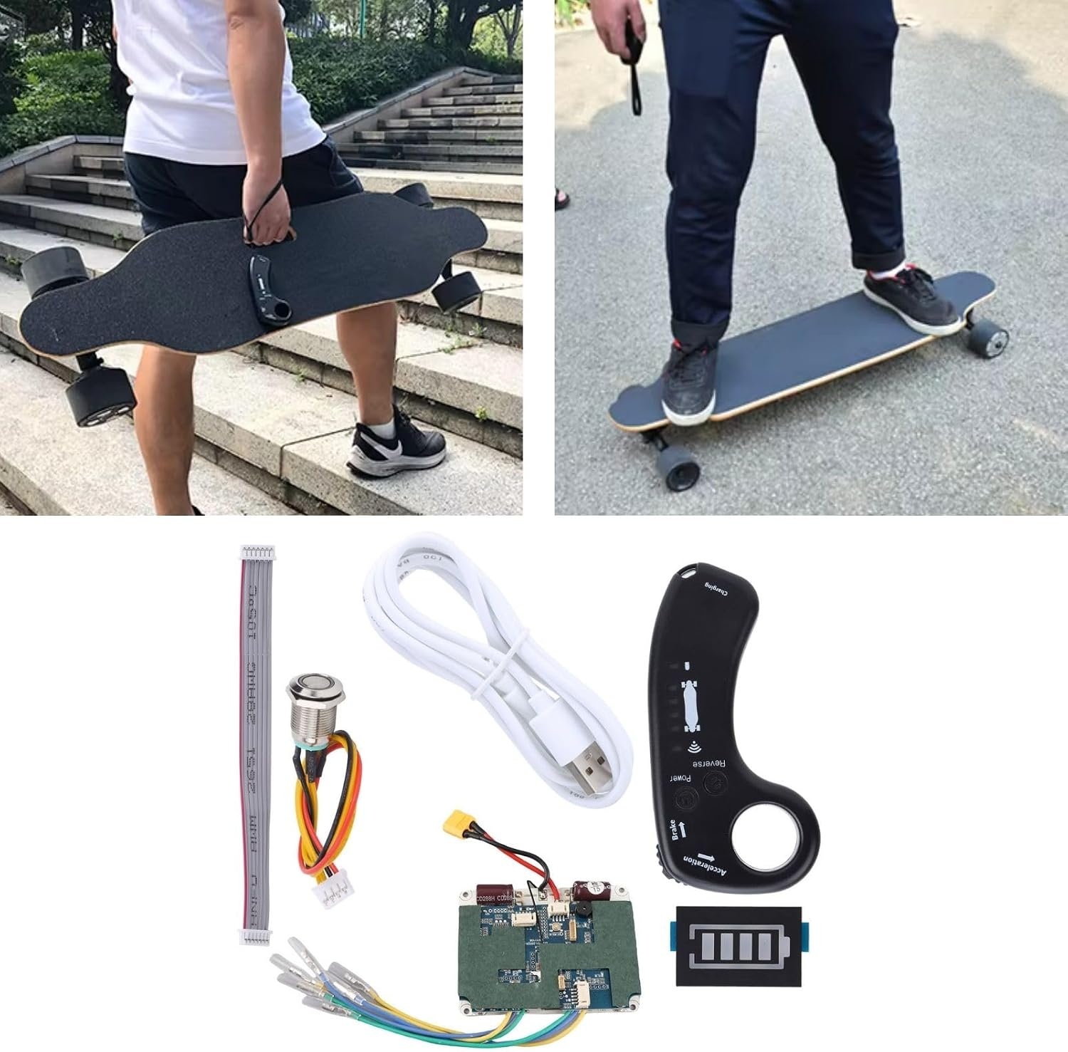 ESC-controllerset, elektrische skateboard, afstandsbediening, 36 V, 430 W, 12 A, ESC-moederbord, naafmotor, dubbele aandrijving, sinusaandrijving, elektrische longboard, afstandsbediening