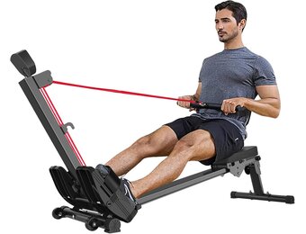 Roeitoestel voor thuis, opklapbaar roeitrainer Roeimachines, gewichtscapaciteit 120 kg (Rood)