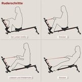 Roeitoestel voor thuis, opklapbaar roeitrainer Roeimachines, gewichtscapaciteit 120 kg (Rood)
