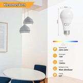 GY Ledlamp, E27, 14 W (komt overeen met 100 W), 1540 lumen, 4000 K, neutraal wit, A60, E27, led, energie-efficiëntie, E27 led, stralingshoek van 280 graden, niet dimbaar, 12 stuks