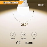 GY Ledlamp, E27, 14 W (komt overeen met 100 W), 1540 lumen, 4000 K, neutraal wit, A60, E27, led, energie-efficiëntie, E27 led, stralingshoek van 280 graden, niet dimbaar, 12 stuks
