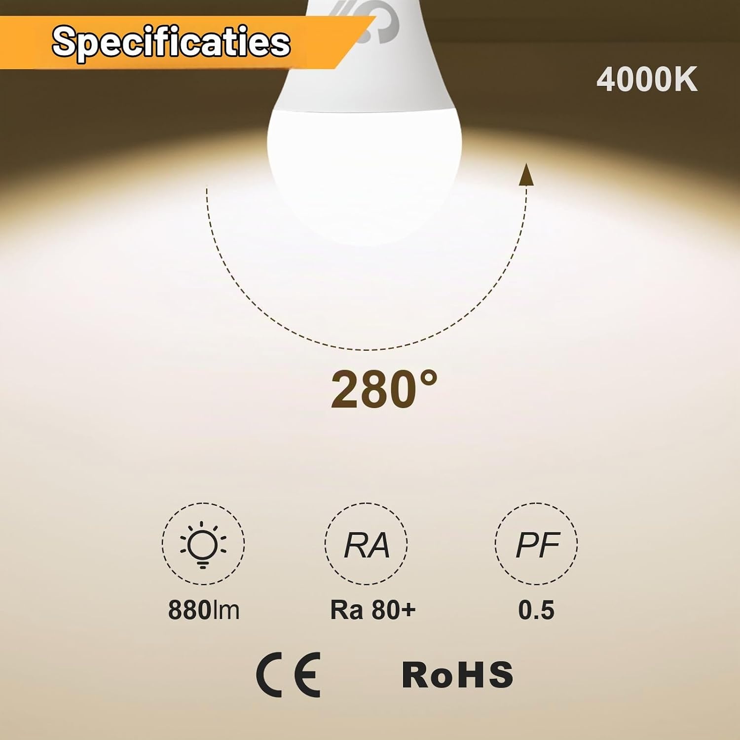 GY Ledlamp, E27, 14 W (komt overeen met 100 W), 1540 lumen, 4000 K, neutraal wit, A60, E27, led, energie-efficiëntie, E27 led, stralingshoek van 280 graden, niet dimbaar, 12 stuks